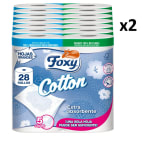 2 packs de 28 rollos Foxy Cotton Papel higiénico de 5 capas extra absorbente a 27.4€