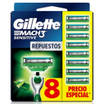 Rastrillo Gillette Mach3 Sensitive 8 repuestos por $229 | Oferta Walmart