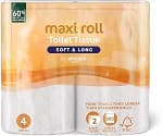 4 rollos by Amazon Papel higiénico (Maxi Roll), acolchado 2 capas por 2.06€