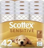 84 rollos Scottex Papel Higiénico Sensitive de 3 capas por 22.33€
