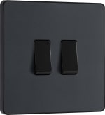 BG Evolve Matt Grey Double Light Switch for £2