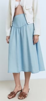 Falda midi soft denim detalle fruncido por 7.99€