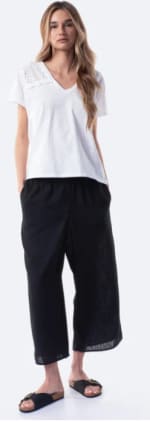 Pantalón largo rústico de mujer TEX colr negro por 5.99€