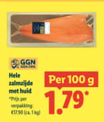 Ca 1 Kg Hele zalmzijde met huid voor €17,90 bij de Lidl