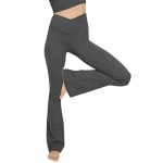 Pantalón Yoga Glacspyg mujer bootcut cintura alta gris por 4,99€