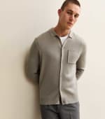 Light Grey Regular Fit Long Sleeve Knitted Shacket - Free C&C