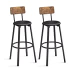 Juego de 2 Taburetes de Barra, Tapizados de PU, Taburete Alto Reposapiés por 40,43€