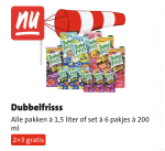 2+3 gratis op Dubbelfrisss Alle pakken à 1,5 liter of set à 6 pakjes à 200 ml b