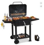 Barbecue Charbon de Bois avec Couvercle, Chariot avec Thermomètre à 183€