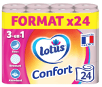 Paquet de 24 Rouleaux de Papier Toilette Lotus Confort à 8,75€