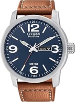 Citizen Eco-Drive Men's Blue Dial Brown Leather Strap Watch, Model: BM8479-09L
