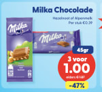 Milka repen hazelnoot of alpenmelk 3 stuks voor €1 bij Die Grenze