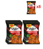 Pack de 8×128gr Maggi Noodles Saucy Sweet y Sour Rico en Salsa por 3.99€.