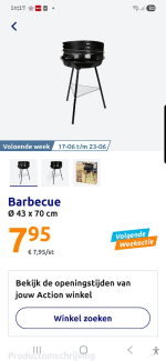 Barbecue Ø 43 x 70 cm voor €7,99 bij de Action