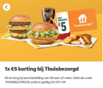 €5 korting bij Thuisbezorgd via de McDonalds app