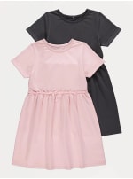 Girls Short Sleeve Dress 2 Pack for £6.40 with Free Click & Collect at ASDA