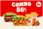Combo 2 Whopper Long CBK + Patatas + Nuggets Burger King con 50% descuento