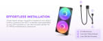 NZXT F360 RGB Core - 360mm Single-Frame Fan Unit with 3 x 120mm RGB Fans - Speed & Li
