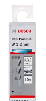 Bosch Professional 10 brocas helicoidales HSS PointTeQ, para metal, 1.2 x 16 x 38 mm,