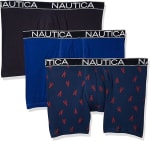 Nautica Men’s Boxer Briefs 3-Pack (L) – Sea Cobalt/Peacoat/Lobster Print – £8.35