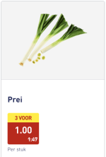 3 spieren prei voor €1 bij de Aldi