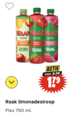 Raak limonadesiroop (750 ml) voor €1,79 bij Dirk