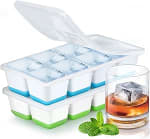 Cubiteras para Hielo Grande, JRISBO 2 Piezas Silicona con Tapa por 8.98€