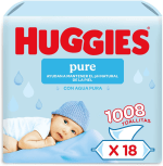 Huggies billendoekjes - Pure 99% water - 18 x 56 stuks - 1008 doekjes voor €15,49