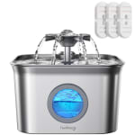 Fuente para gatos de acero inoxidable 2,8 L con luz LED y 3 filtros por 14.99€