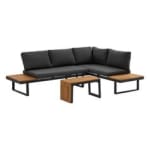 Salon de jardin 4 places modulable aluminium et acacia anthracite à 349,99€