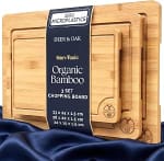 Deer & Oak 3-Piece Bamboo Chopping Board Set, Pre-Oiled Wooden Chopping Boards 33x24