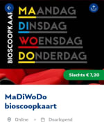 MaDiWoDo bioscoopkaart voor €7,20 met de VriendenLoterij VIP kaart