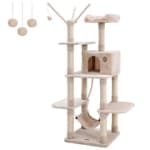 Feandrea PCT86M Árbol para gatos 154 cm, rascador, hamaca, plataformas, beige 39.99€