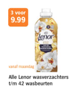 Alle Lenor wasverzachters t/m 42 wasbeurten 3 voor €9,99 bij de AH