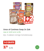 Unox of Conimex Soep In Zak 1+2 gratis bij DekaMarkt