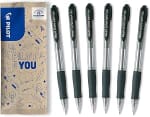 PILOT Caja 6 Bolígrafos Super Grip Recargable y Retráctil Negro por 4.32€