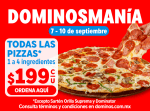 Pizzas Domino's de 1 a 4 ingredientes por $199 en Domino's