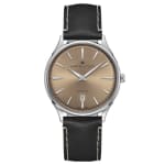 Montre Hamilton Jazzmaster Thinline 40 mm, cadran bronze bracelet cuir noir à 630€
