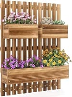 Outsunny Wall-mounted Wooden Garden Planters with Trellis, Drainage Holes and 3 Movab