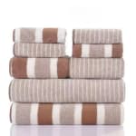 Set 8 Toallas Rayadas Ultra Absorbentes Estilo Spa Marrón $13.990 En MundoLider, Cl
