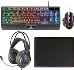 Mars Gaming MCP124PRO Combo RGB 4en1 Teclado H-Mech Ratón Auriculares Alfombrilla Esp
