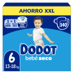 140 pañales Dodot Bebé Seco Pack Ahorro Tall 6 por 31.96€