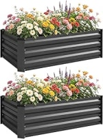 Outsunny Raised Garden Bed Set of 2 Galvanised Steel Planters £30.99