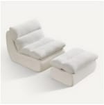 Fauteuil Poire En Velours Côtelé OKMYHOME avec Repose-pieds à 79,99€