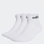 Adidas Unisex Linear Ankle Cushioned Socks 3 Pairs | White | UK sizes 6.5 - 8