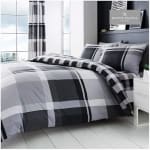 Gaveno Cavailia Waverly Check King Duvet Cover Set – Grey – £9.35
