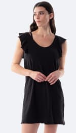 Vestido manga corta con volantes de mujer TEX negro liso por 5.99€