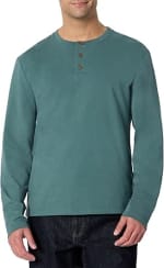 Men's 100% Cotton Amazon Essentials Men's Long-Sleeve Henley Shirt - Size Large