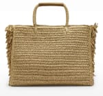 Bolso Shopper efecto rafia con flecos por 12.99€.