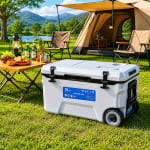Heavy Duty Grey Camping Ice Cooler Box, 50 L w/ wheels and handle - £40.50 w/ new B&